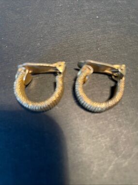Vintage Napier Gold Textured Hoop Clip-On Earrings